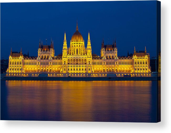 Budapest Acrylic Print featuring the photograph Parliament on the Danube by Peter Kennett