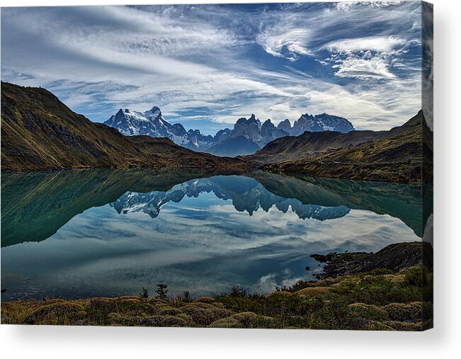 Patagonia Acrylic Print featuring the photograph Patagonia Lake Reflection - Chile by Stuart Litoff