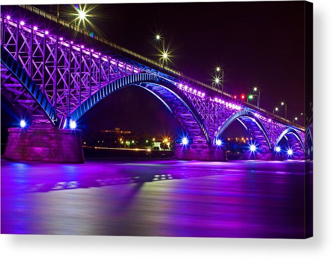 Bridge Acrylic Print featuring the photograph Peace Bridge LED by Don Nieman
