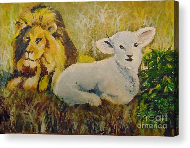 Lion Acrylic Print featuring the painting Peace by Saundra Johnson