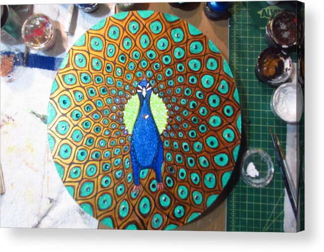  Acrylic Print featuring the painting Peacock by Patricia Arroyo