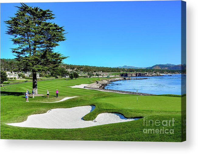 Golf Acrylic Print featuring the photograph Pebble Beach 18th Hole by David Meznarich