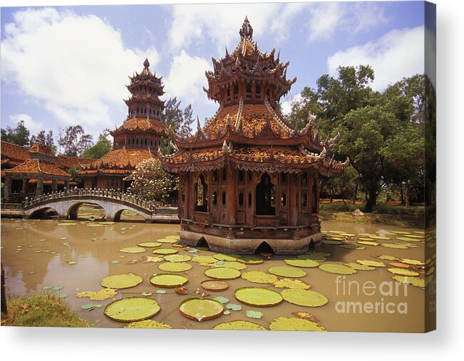 Ancient Acrylic Print featuring the photograph Phra Kaew Pavillion by Bill Brennan - Printscapes