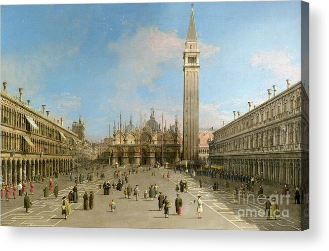 Canaletto Acrylic Print featuring the painting Piazza San Marco looking towards the Basilica di San Marco by Canaletto