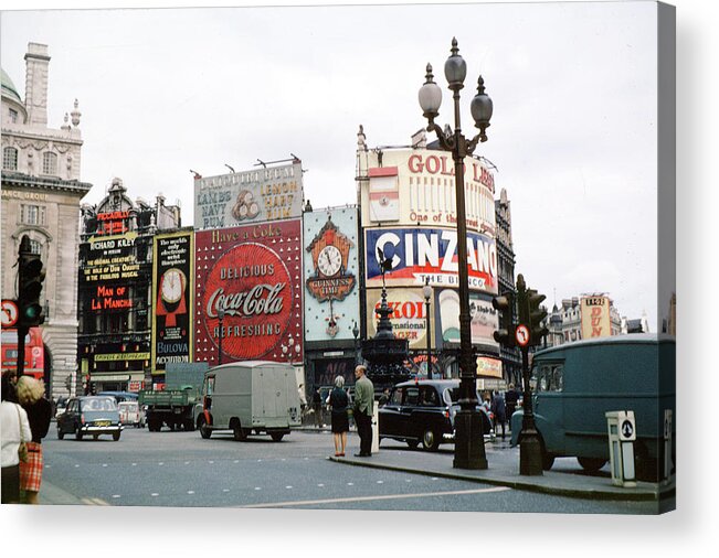 Piccadilly Circus Acrylic Print featuring the photograph Piccadilly Circus 1950's by Wernher Krutein