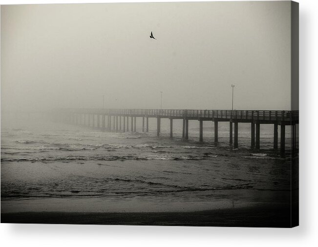 Fog Acrylic Print featuring the photograph Pier In Fog by Bud Simpson