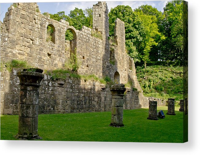 Abbey Acrylic Print featuring the photograph Pillars of the hall. by Elena Perelman