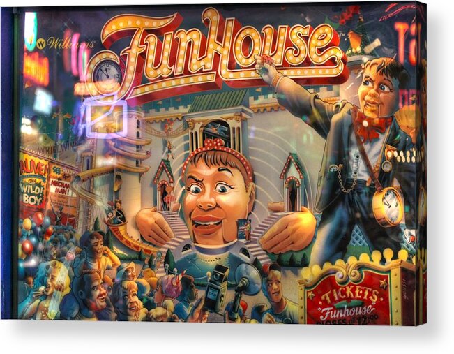 Pinball Acrylic Print featuring the photograph Pinball Williams Fun House vintage by Jane Linders