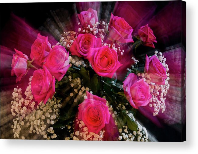 Pink Acrylic Print featuring the photograph Pink Roses Bouquet Explosion by James BO Insogna