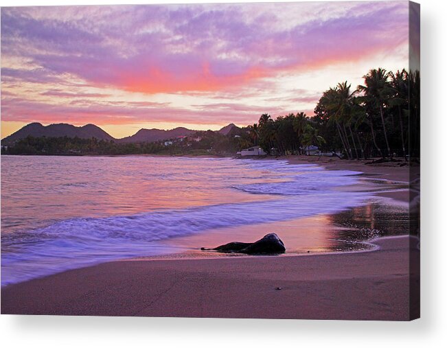 Sunrise Acrylic Print featuring the photograph Pink Sunrise- St Lucia by Chester Williams