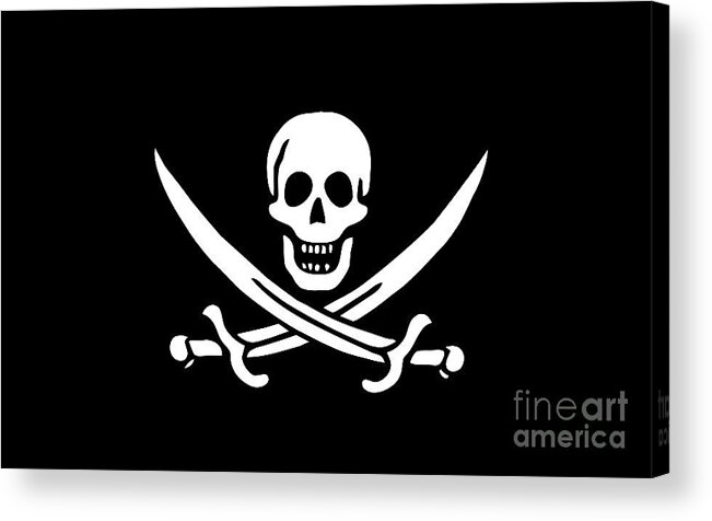 Pirate Acrylic Print featuring the digital art Pirate Flag Jolly Roger of Calico Jack Rackham tee by Edward Fielding