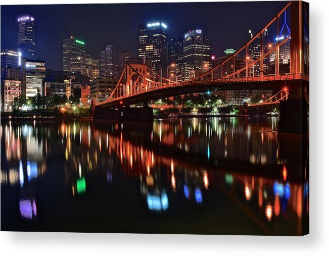 Pittsburgh Acrylic Print featuring the photograph Pittsburgh Lights by Frozen in Time Fine Art Photography