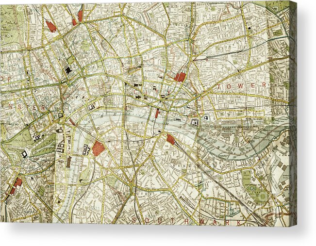 Map Acrylic Print featuring the photograph Plan of central London by Patricia Hofmeester