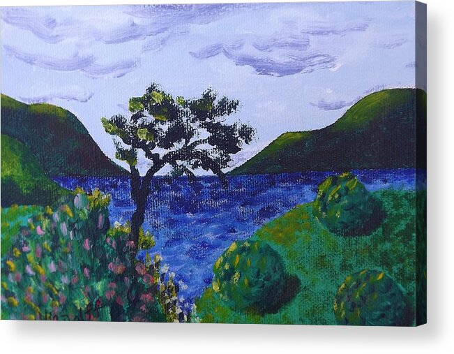 Lake Acrylic Print featuring the painting Plein Aire by Judy Via-Wolff