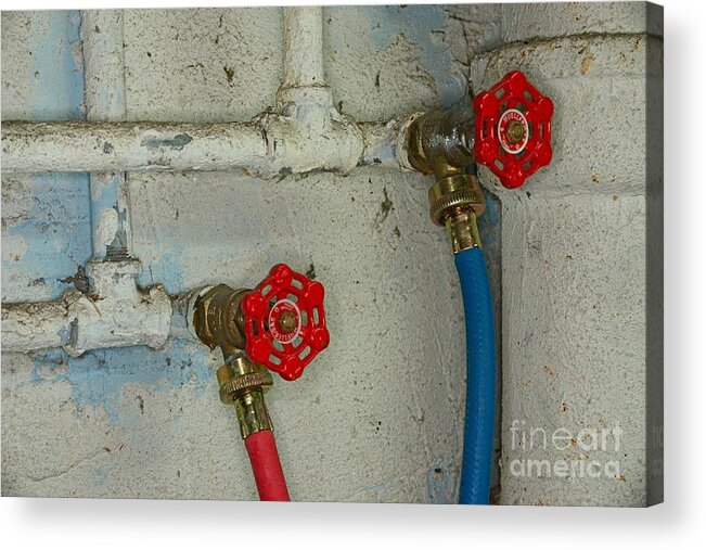 Paul Ward Acrylic Print featuring the photograph Plumbing Hot and Cold Water by Paul Ward