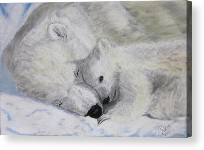 Polar Bears Acrylic Print featuring the painting Polar Bears by Maris Sherwood