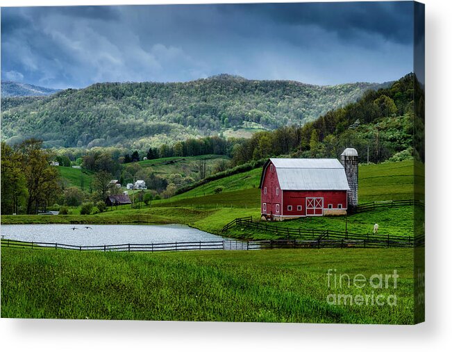 Pasture Field Acrylic Print featuring the photograph Pond and Barn by Thomas R Fletcher