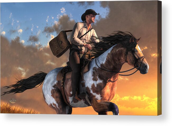 Pony Express Acrylic Print featuring the digital art Pony Express by Daniel Eskridge