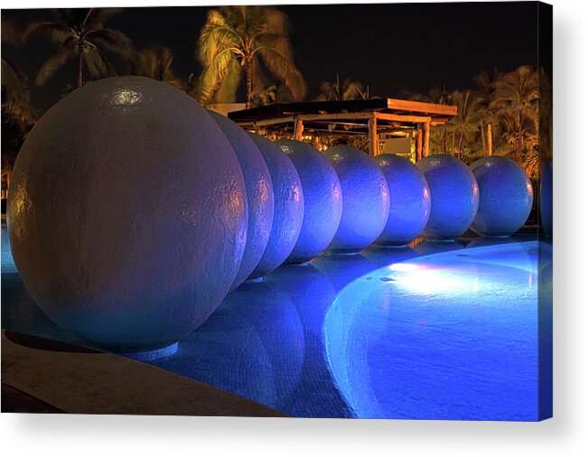 Ball Acrylic Print featuring the photograph Pool Balls At Night by Shane Bechler