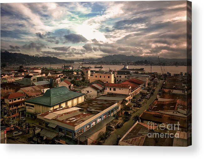 Samarinda Acrylic Print featuring the photograph Port View At River Mahakam by Charuhas Images
