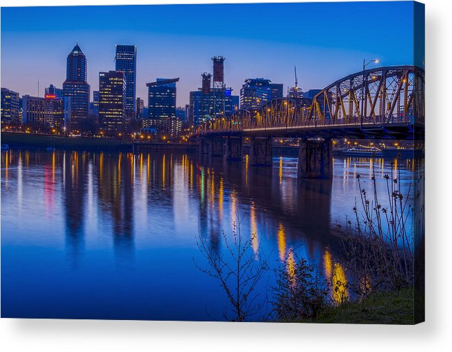 Portland Acrylic Print featuring the photograph Portland A-Glow by Teresa Herlinger