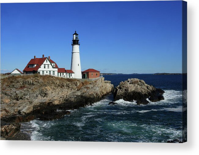 Coastal Acrylic Print featuring the photograph Portland Head Lighthouse by Lou Ford