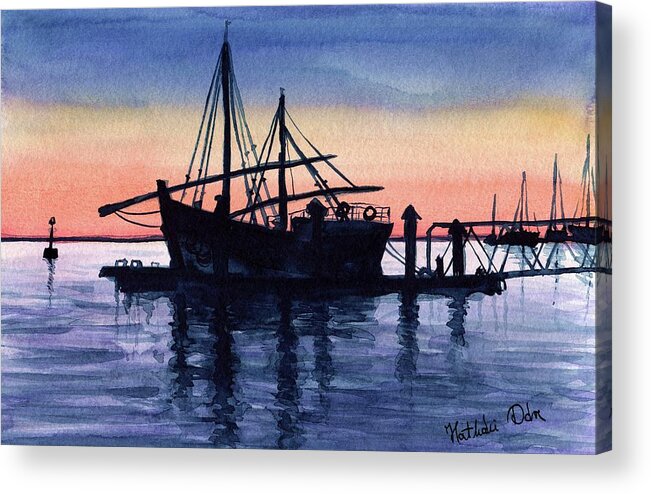 Portuguese Fishing Boat Acrylic Print featuring the painting Portuguese Fishing Boat by Dora Hathazi Mendes