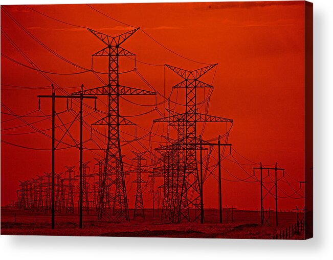 Red Acrylic Print featuring the photograph Power Lines by Darcy Dietrich
