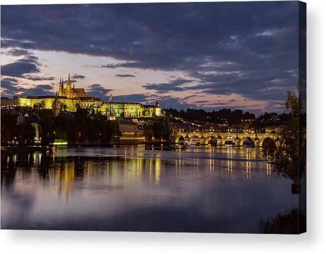 Prague Castle Acrylic Print featuring the photograph Prague Castle, Night view by Yelena Rozov