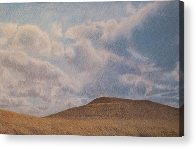 North Dakota Acrylic Print featuring the pastel Prairie Hill by Cris Fulton
