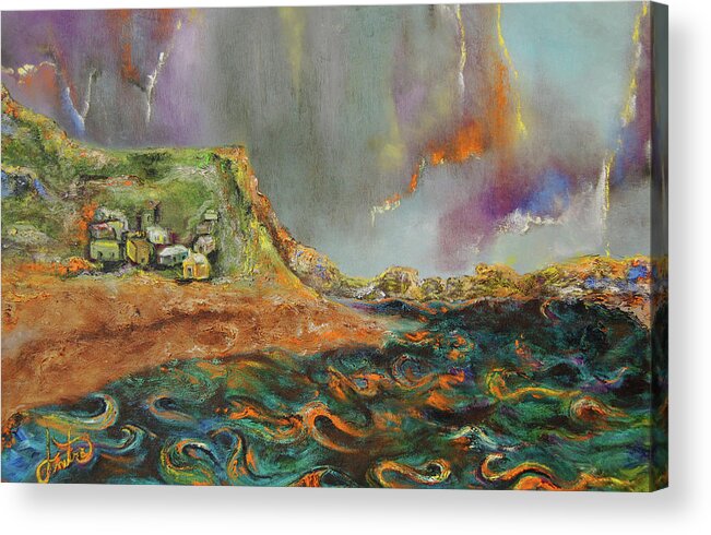 Seascape Acrylic Print featuring the painting Protected by Anitra Handley-Boyt