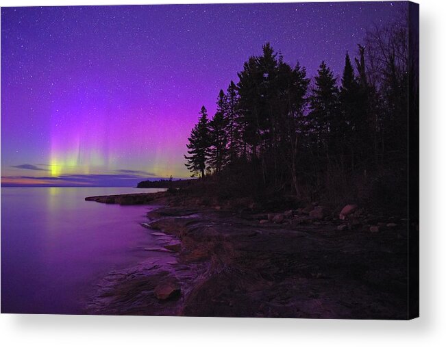 Northern Lights Acrylic Print featuring the photograph Purple Sky at Night by Kathryn Lund Johnson