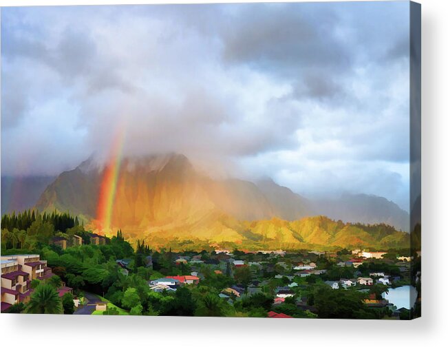 Hawaii Acrylic Print featuring the photograph Puu Alii with Rainbow by Dan McManus