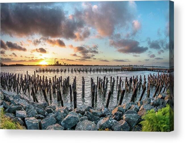 Evening Acrylic Print featuring the photograph Pylons Mill Sunset by Greg Nyquist