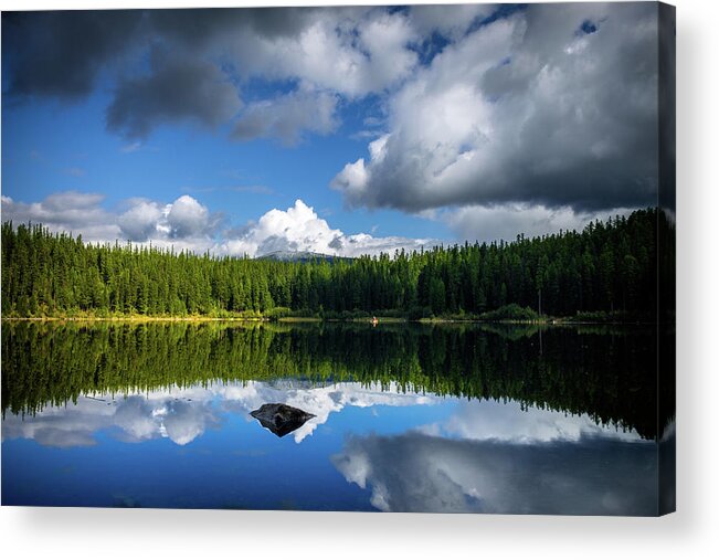 Mirror Acrylic Print featuring the photograph Qiet time at the lake by Thomas Nay