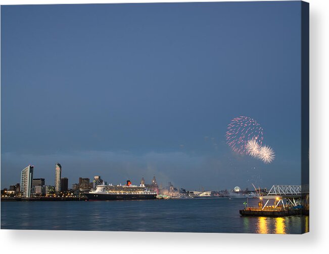  Cunard Acrylic Print featuring the photograph Queen Mary 2 celebrates #175 by Spikey Mouse Photography