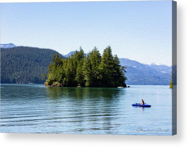 Lake Acrylic Print featuring the digital art Quiet Day at the Lake - Digital Oil by Birdly Canada