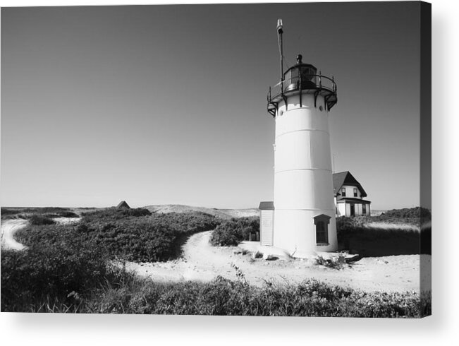 Black And White Photography Acrylic Print featuring the photograph Race Point Lighthouse black and white photo print by Darius Aniunas