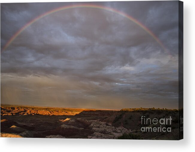 Petrified Forest Acrylic Print featuring the photograph Rainbow At Sunset by Melany Sarafis
