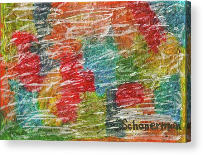 Original Art Acrylic Print featuring the painting Rainbow Sparkle by Susan Schanerman