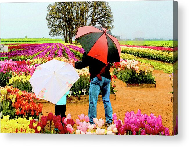Rainy Days Acrylic Print featuring the photograph Rainy Day at the Tulip Farm by Margaret Hood