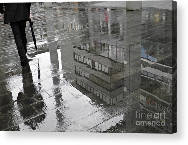 Rain Acrylic Print featuring the photograph Rainy Morning in Mainz by Sarah Loft
