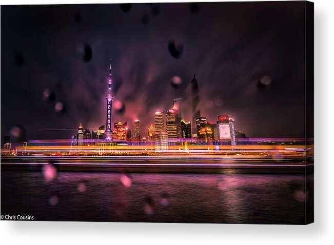 Shanghai Acrylic Print featuring the photograph Rainy Night in Shanghai by Chris Cousins