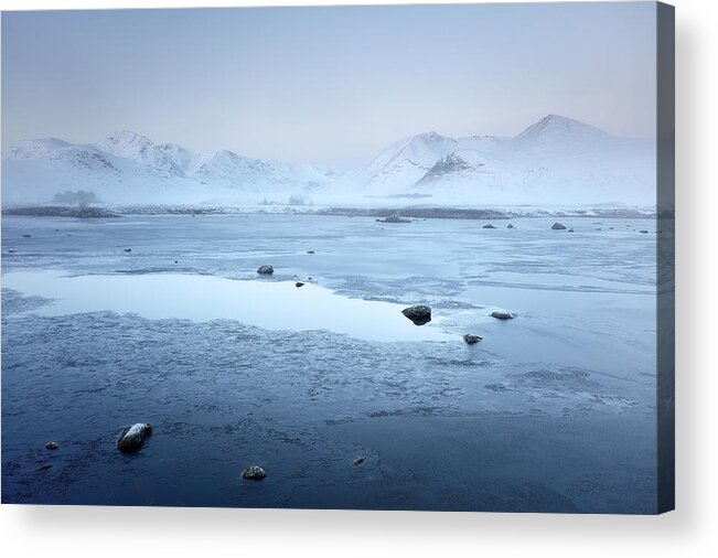 Black Mount Acrylic Print featuring the photograph Rannoch Moor Winter Misty Mountain by Grant Glendinning