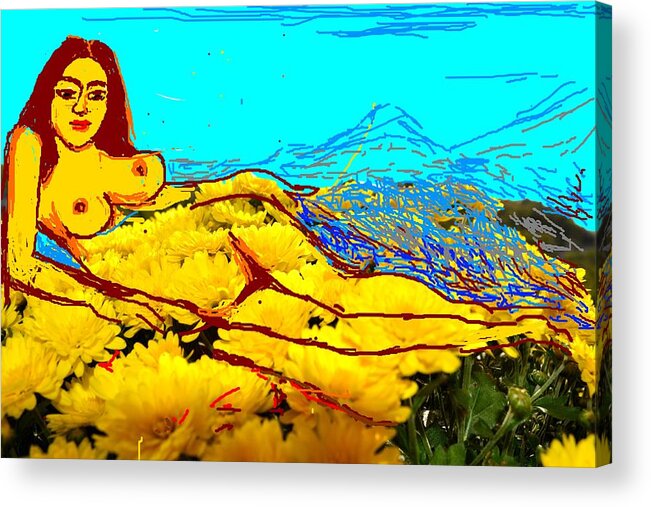 ..reclining Nude  Photo Manipulation Acrylic Print featuring the digital art .reclining Nude #3 by Anand Swaroop Manchiraju