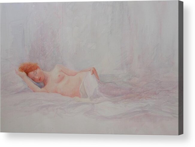 Reclining Nude Acrylic Print featuring the painting Reclining Nude 4 by David Ladmore