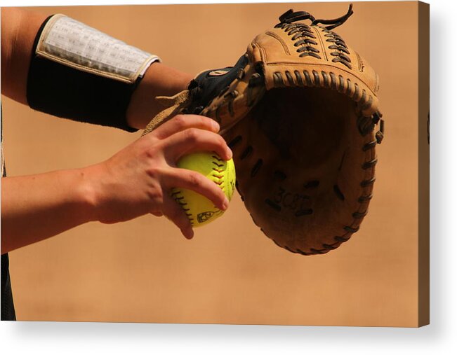 Softball Acrylic Print featuring the photograph Recoiling into a Throw by Laddie Halupa