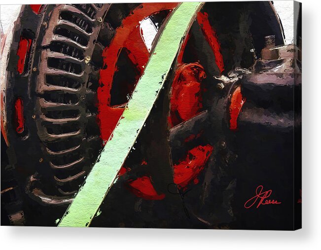 Red Acrylic Print featuring the painting Red and Black Wheel by Joan Reese