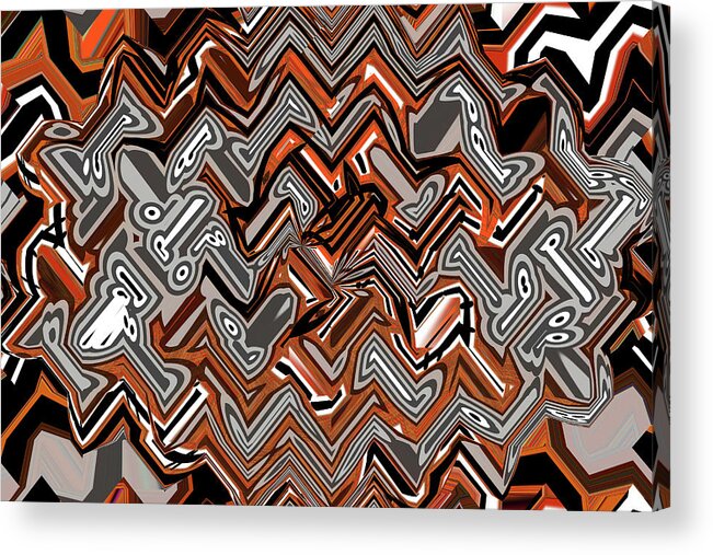 Red And Grey Weave Abstract Acrylic Print featuring the digital art Red And Grey Weave Abstract by Tom Janca