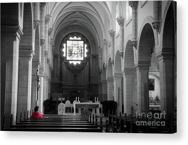 Red Acrylic Print featuring the photograph Red and Mono, Church of Bethlehem by Perry Rodriguez